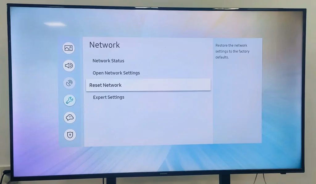 choose Reset Network on Samsung TV