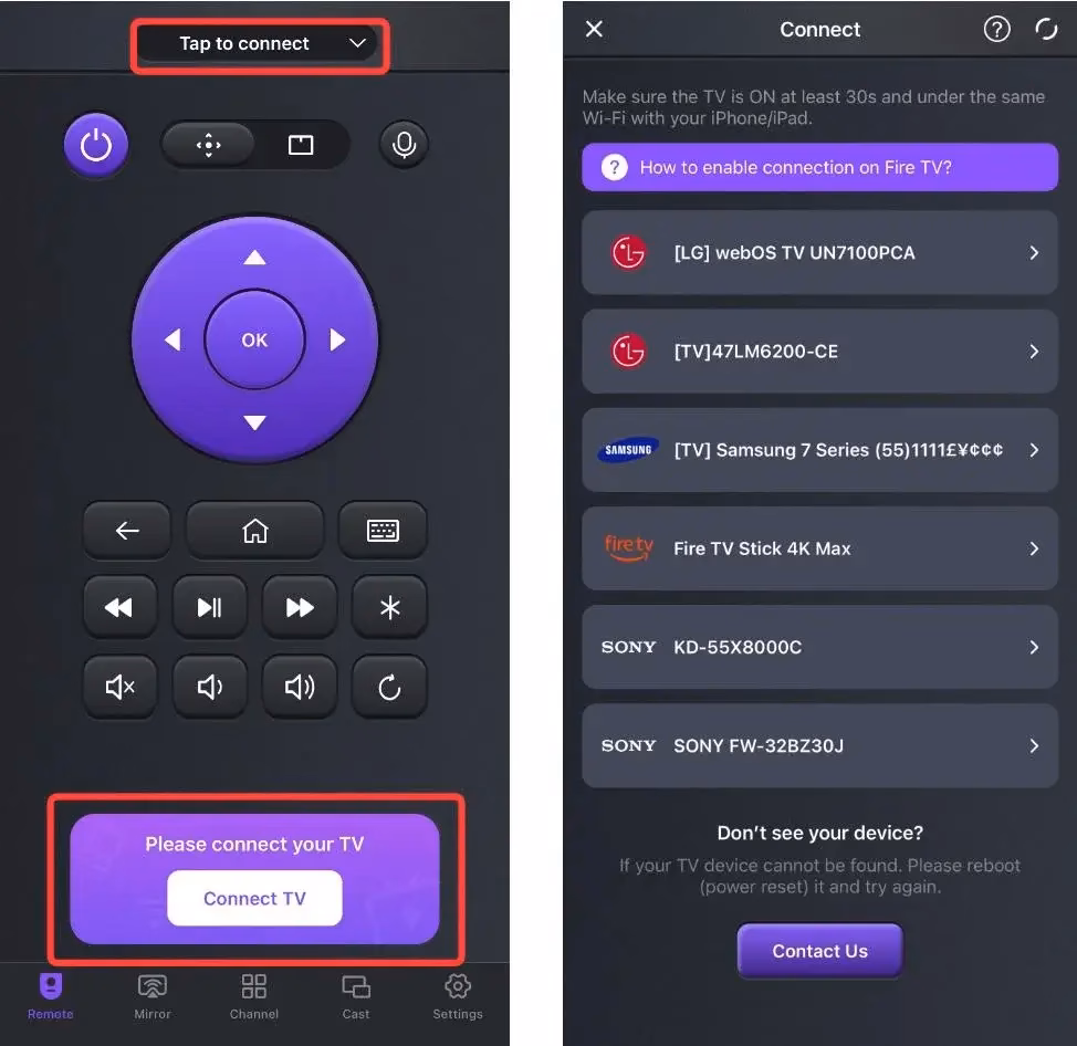 Pairing entry on the universal TV remote