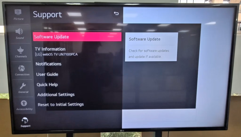 choose Software Update on LG TV