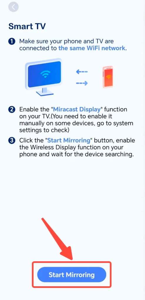 Start mirroring button