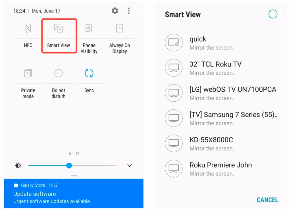 Smart View on Samsung Phone