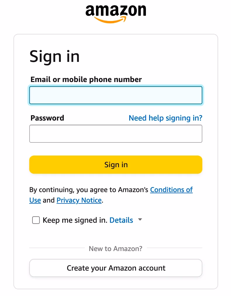 sign into Amazon