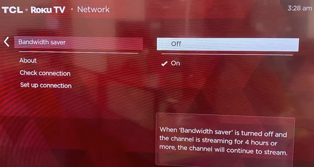 choose to turn off Bandwidth saver