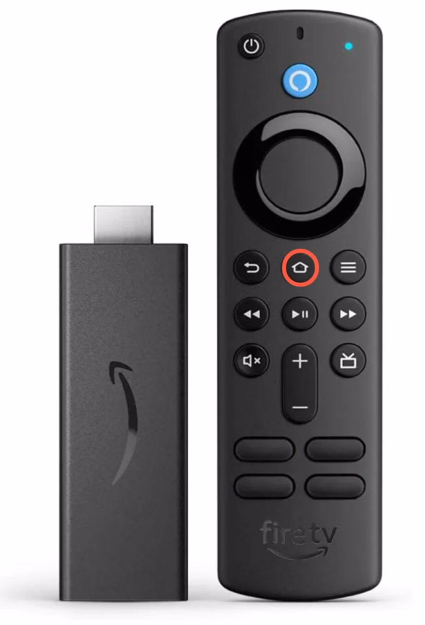 locate the Home button on the Firestick remote