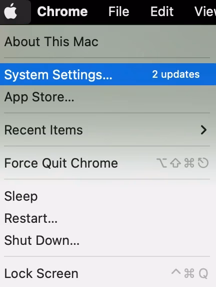 choose System Settings on Mac