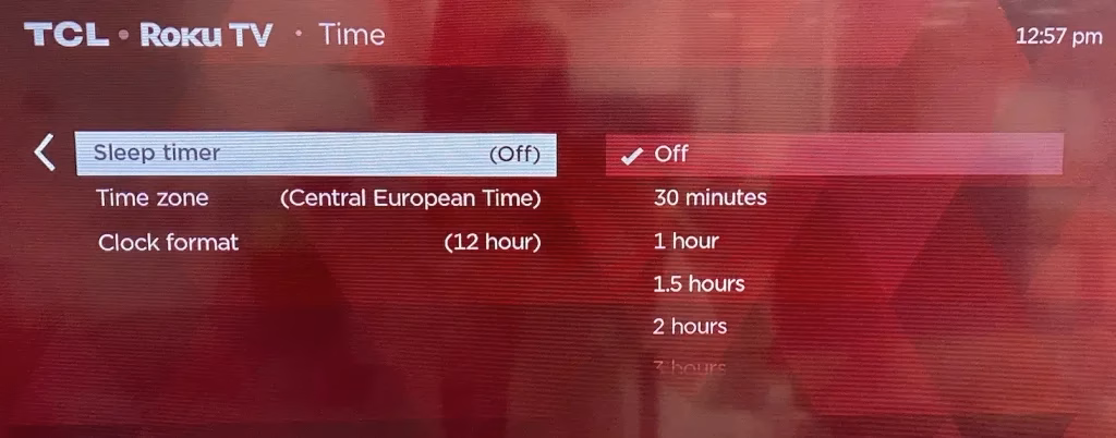 turn off Roku Sleep Timer