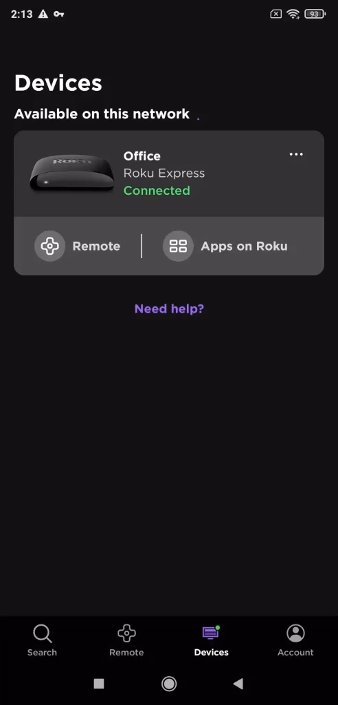 Roku Mobile app