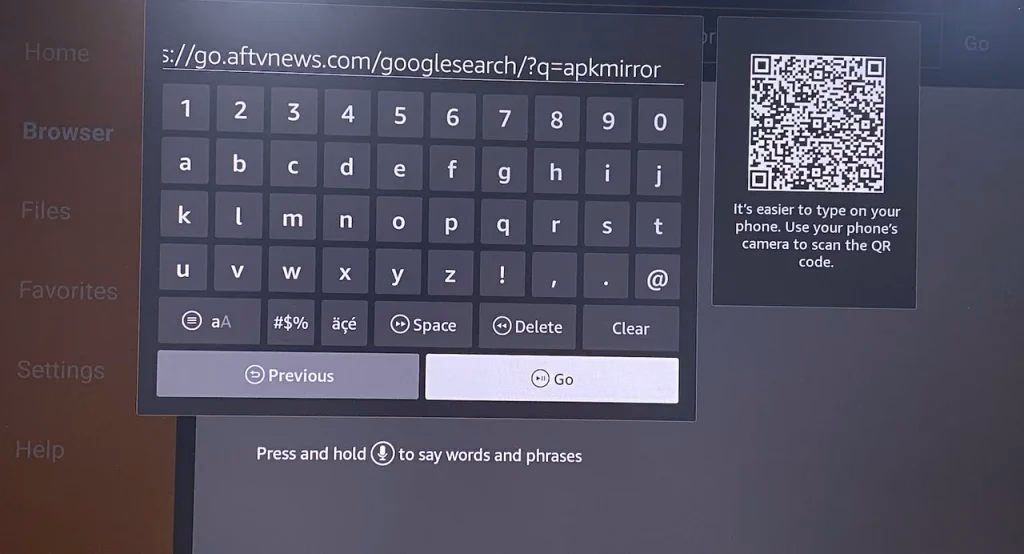 search APKMirorr using Downloader