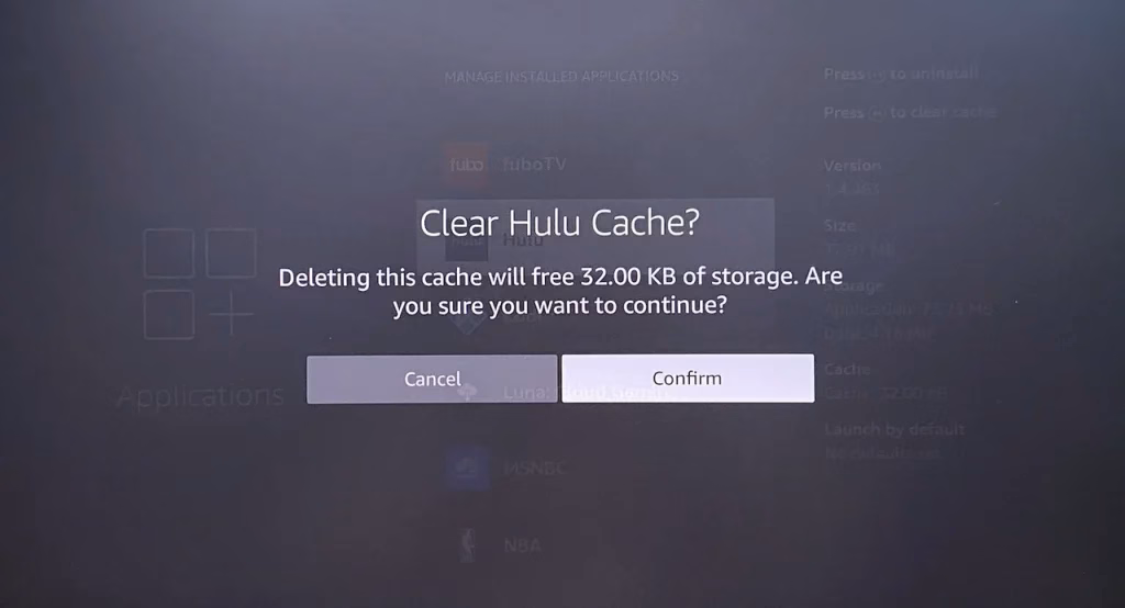 clear Hulu cache on Firestick