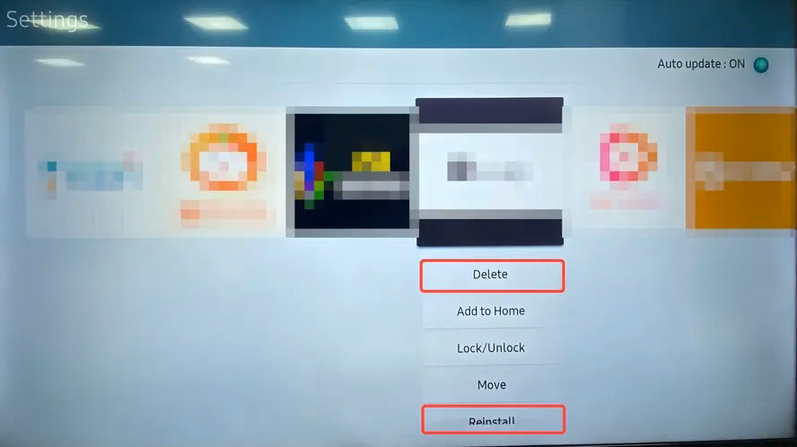 Delete option on Samsung TV