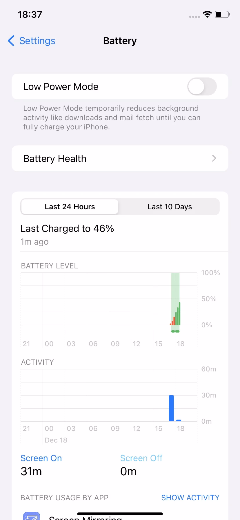 turn off Low Power mode