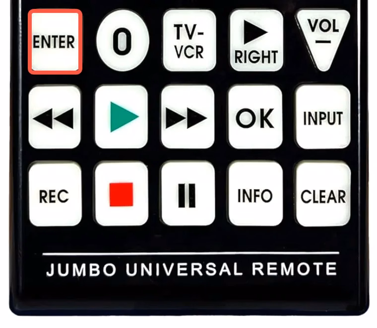 Enter button on Jumbo universal remote
