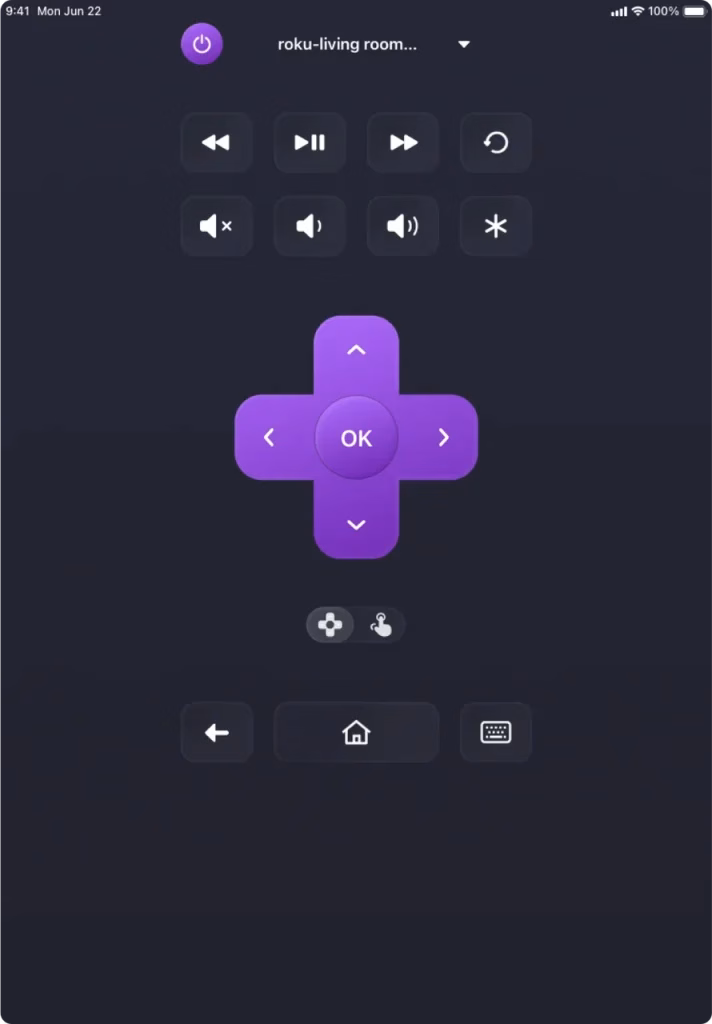 launch the universal remote app on a tablet