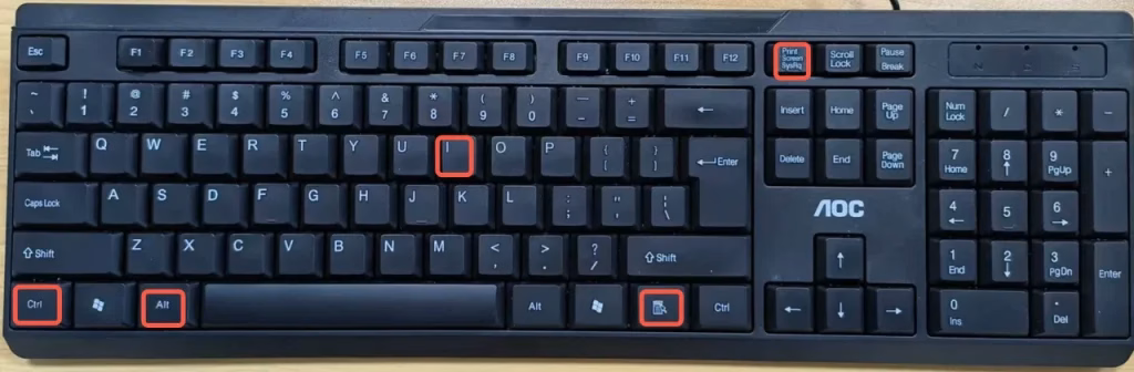 press the Ctrl + Alt + Menu + Print screen + I keys on your keyboard