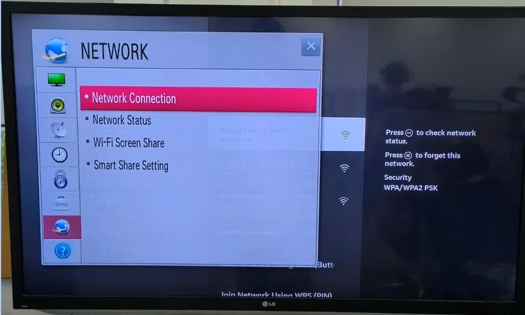 Wi-Fi network connection on LG TV