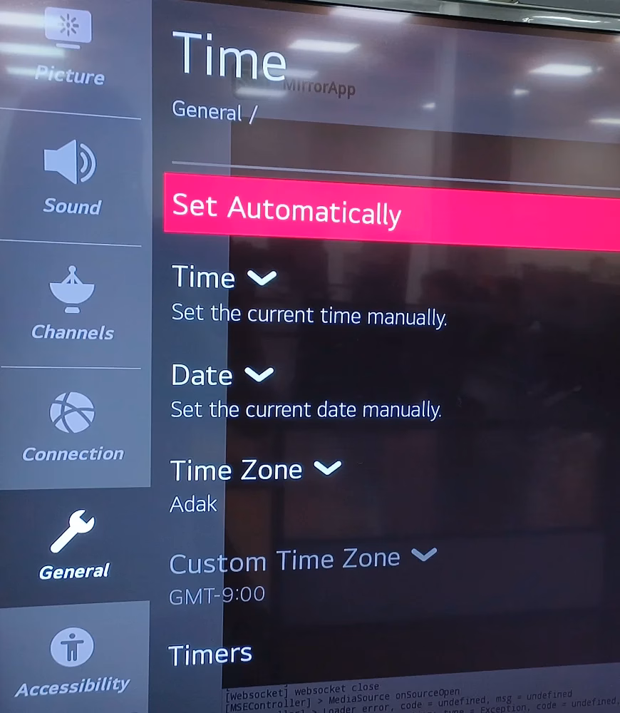 check time and date settings on LG TV