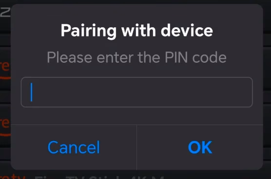 Enter PIN Code for pairing
