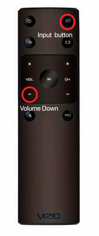 Menu combination buttons on the Vizio remote
