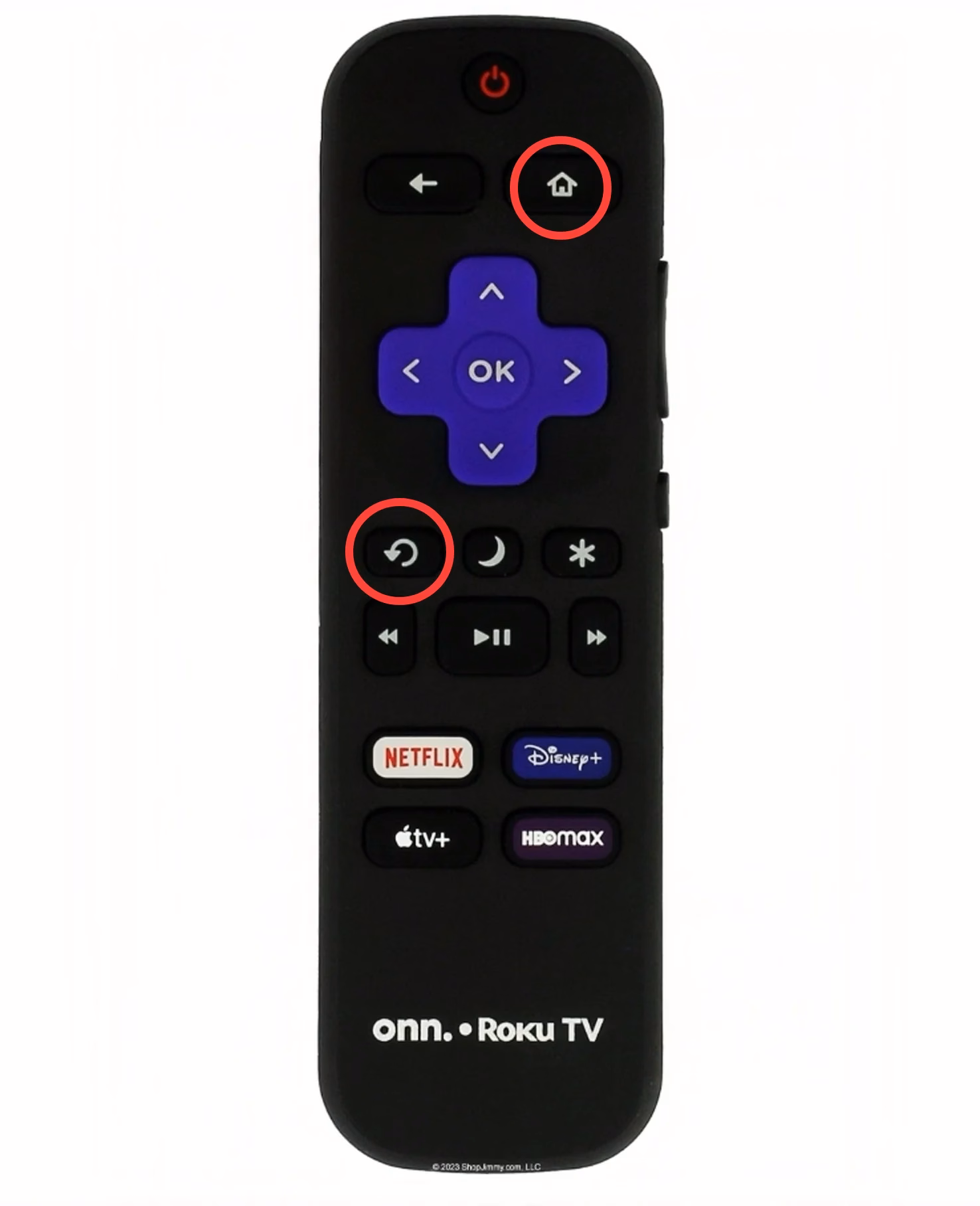 Back and Home buttons on Onn Roku remote