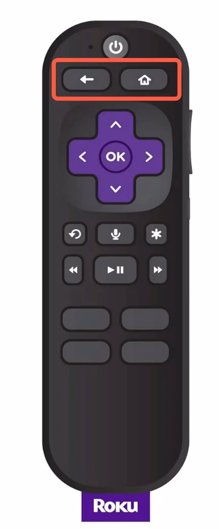 the Back and Home buttons on the Roku voice remote