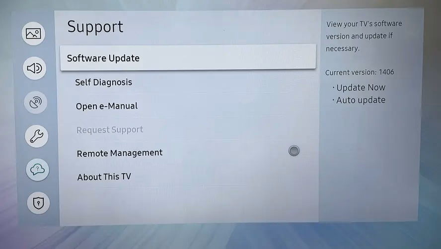 Software update on Samsung TV