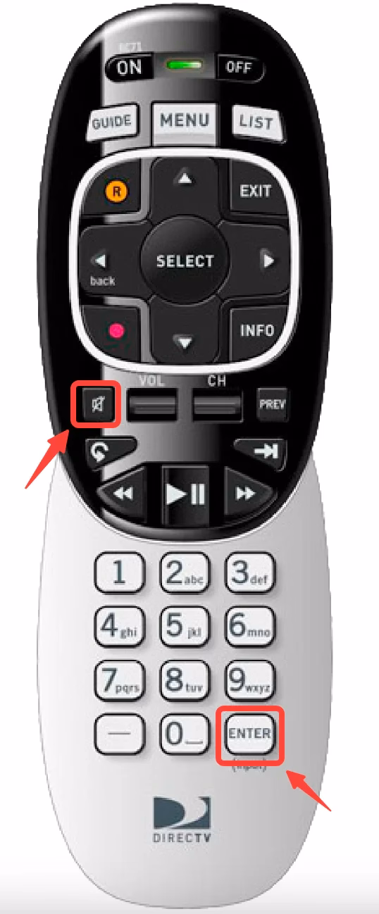 MUTE and ENTER buttons of Genie remote