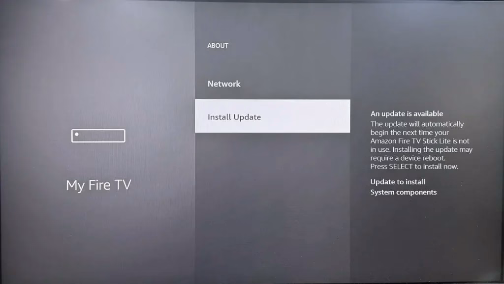 Update option on TV