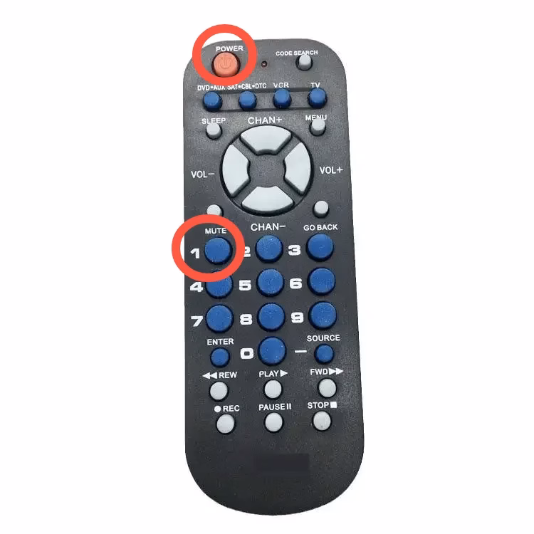 Power and Number 1 buttons