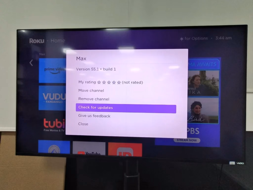choose the Check for updates option