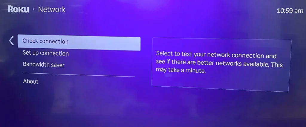 check network connection on Roku