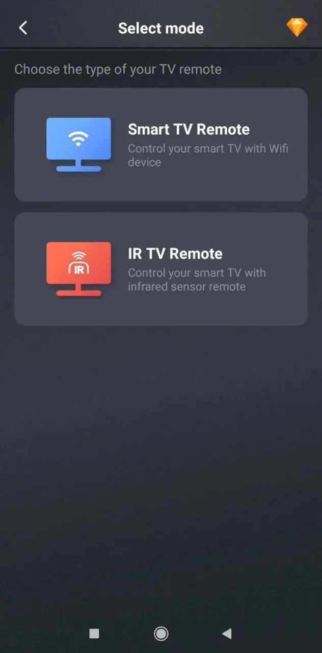 choose IR TV Remote mode