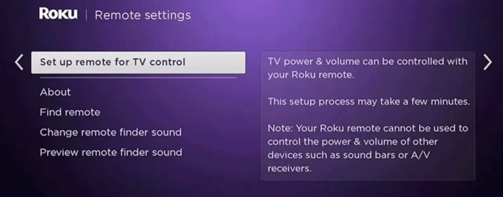 choose Set up remote for TV control