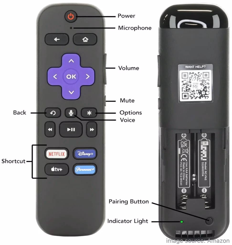Roku remote's pairing button