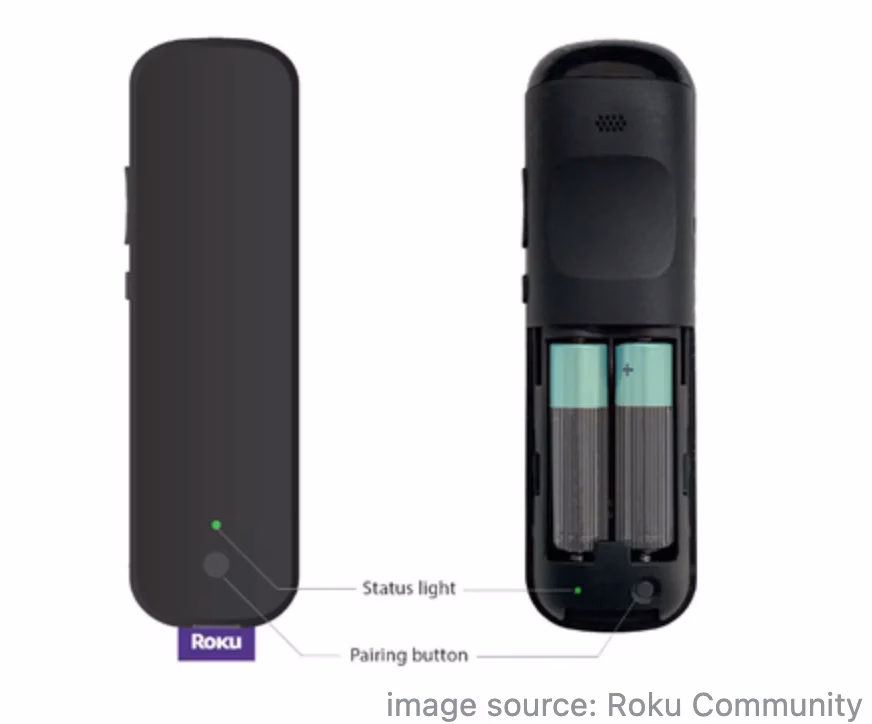 the Roku remote pairing button