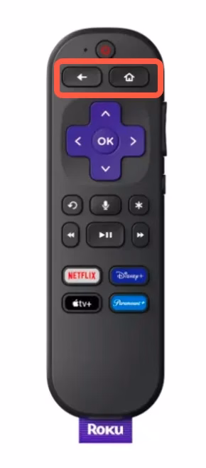 Back and Home buttons on Roku remote