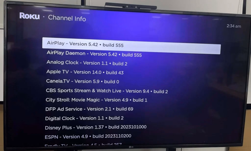 channel info on Roku TV