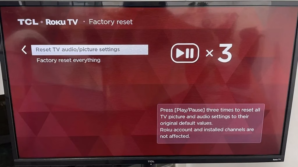 press pause button to reset audio settings
