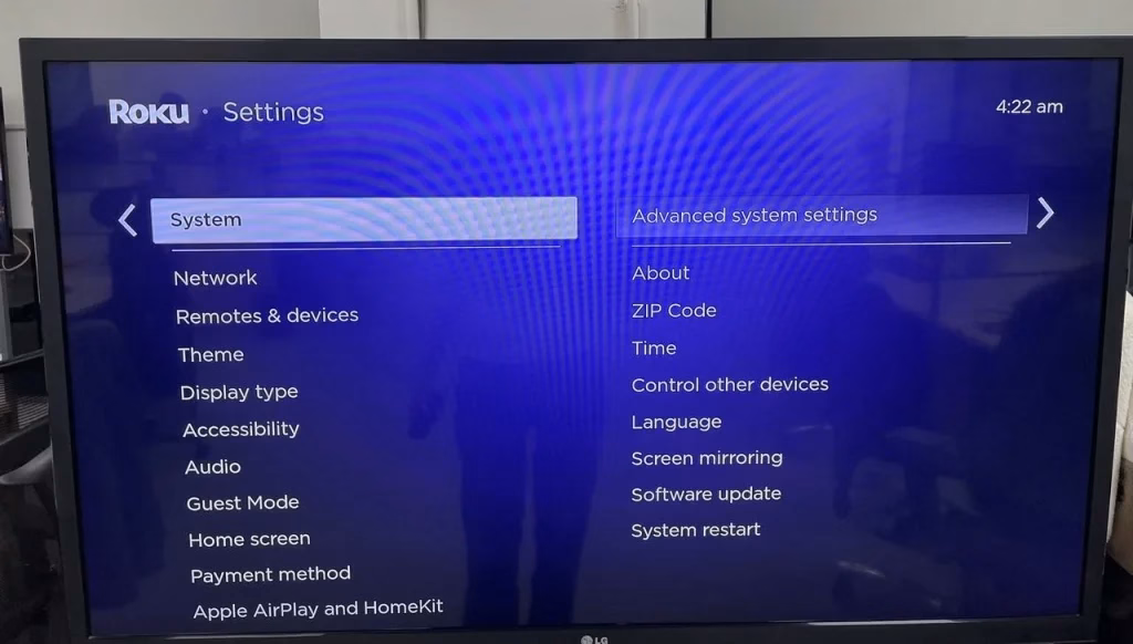 factory reset on Roku TV