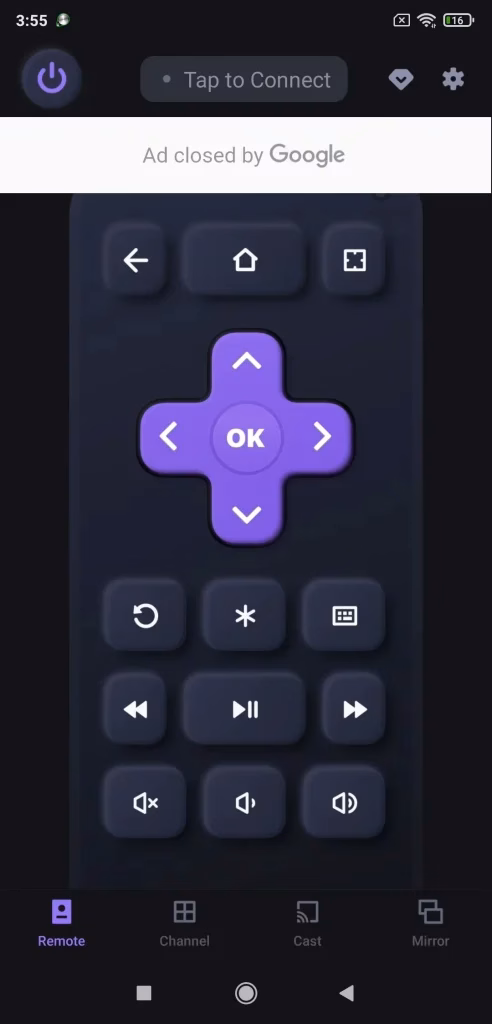 the Roku TV Remote app by BoostVision