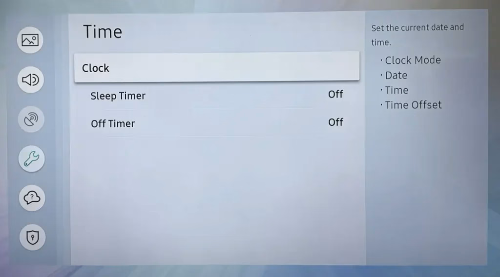 Sleep Timer Settings on Samsung TV