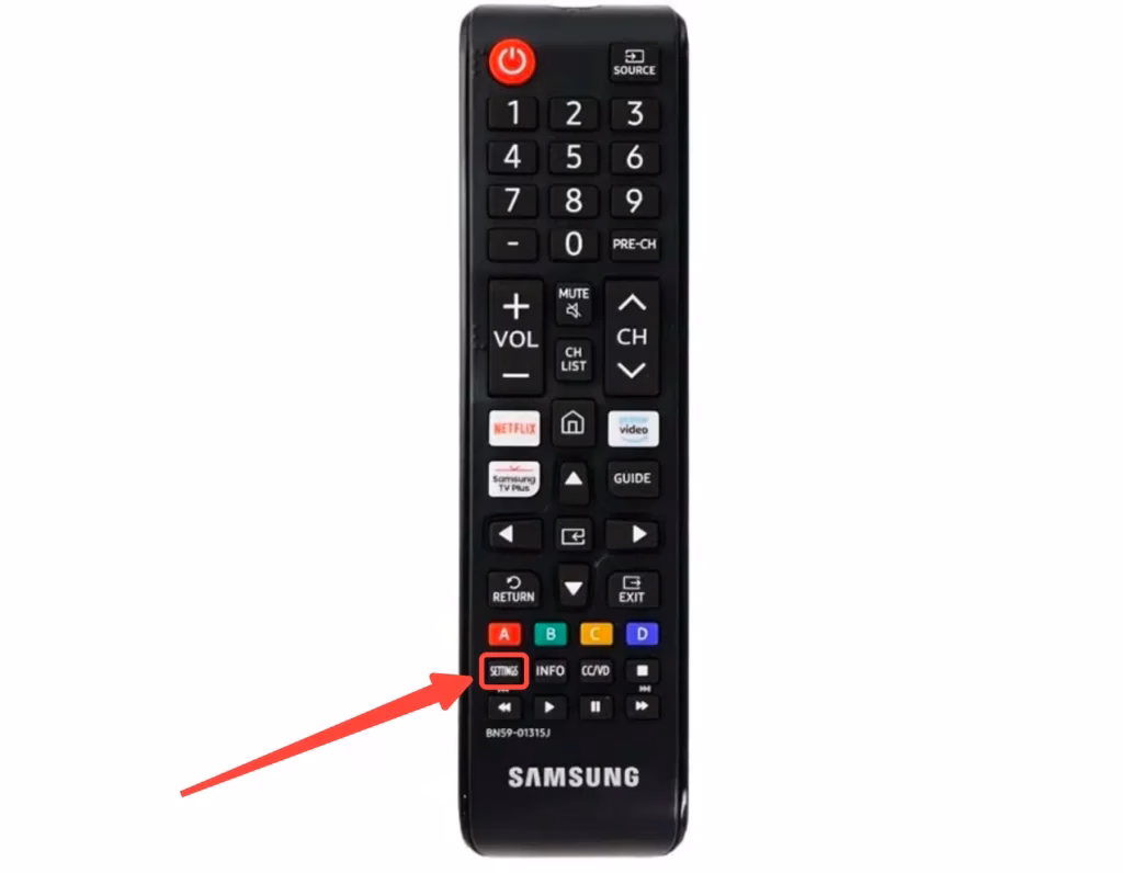 Samsung Remote with Settings Button