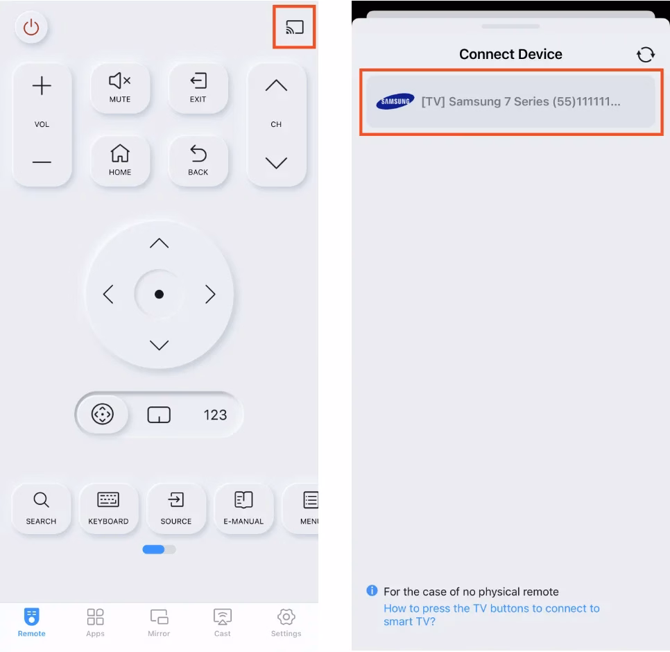 Samsung TV remote app of BoostVision
