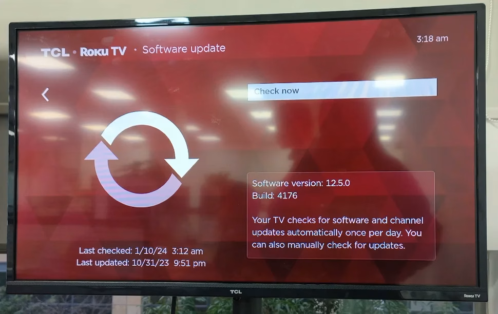 check the update on TCL Roku TV