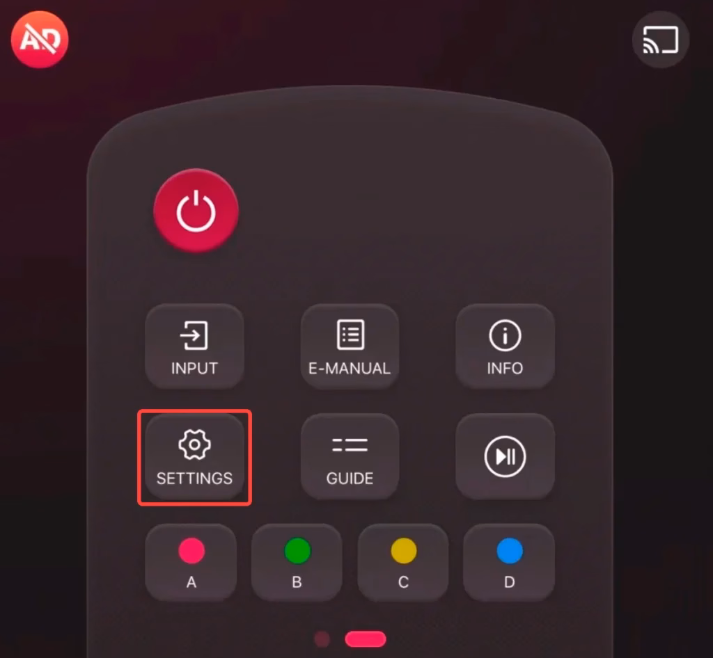 locate the Settings button on the remote app by BoostVision