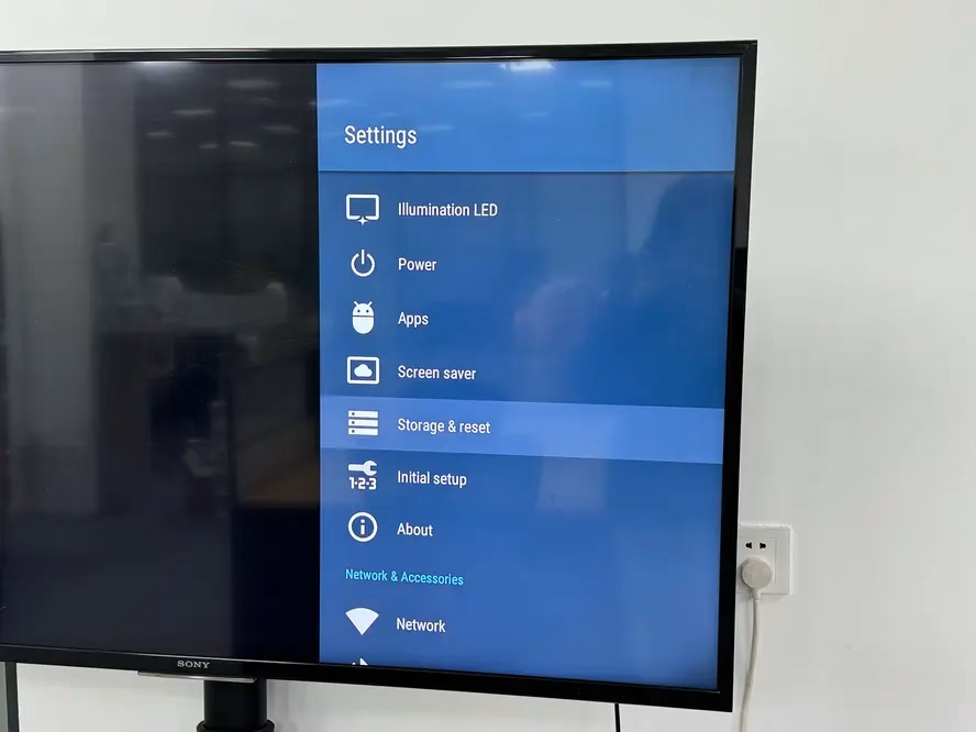 Factory reset option on Sony TV