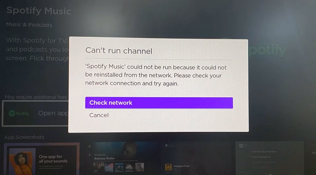 Spotify not running on Roku