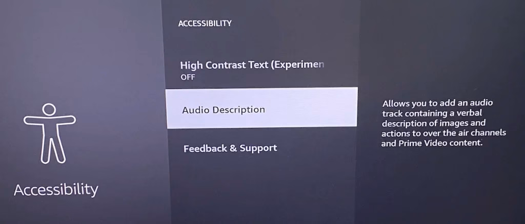 find audio description on Amazon Fire TV
