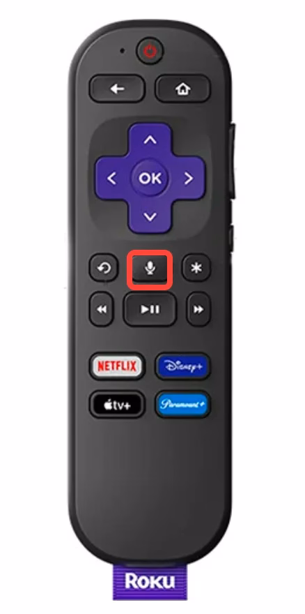 the voice button on the Roku voice remote