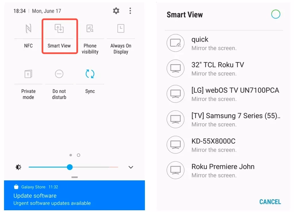 Samsung Smart View Feature