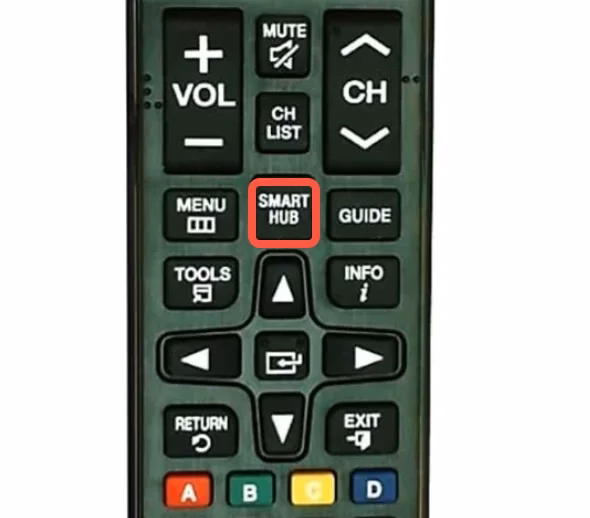 locate Smart Hub button on old Samsung TV remote